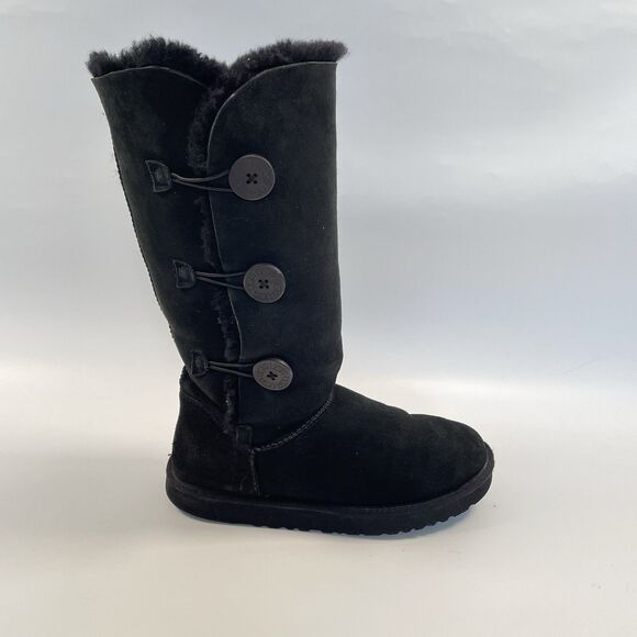Ugg Bailey Button Triplet Black Suede 1873 Classic Tall Boots Womens Size 10 - Picture 1 of 11